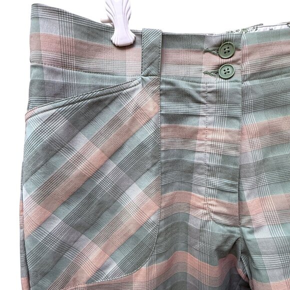 NIKE Golf Womens Pants Size 12 Pastel Green Pink Plaid Capri Sportswear - Picture 6 of 11